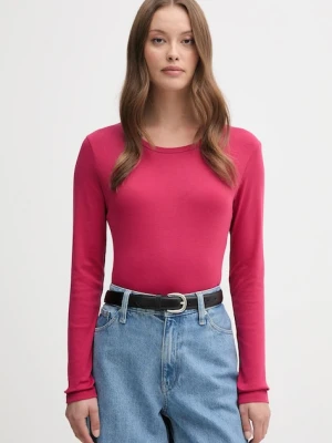 United Colors of Benetton longsleeve bawełniany kolor różowy 3GA2E16F9
