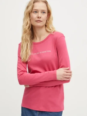 United Colors of Benetton longsleeve bawełniany kolor różowy 3GA2E16G0