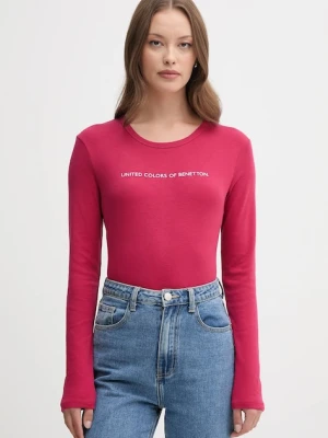 United Colors of Benetton longsleeve bawełniany kolor różowy 3GA2E16G0