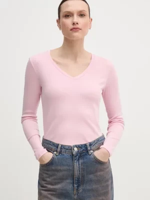 United Colors of Benetton longsleeve bawełniany kolor różowy 3GA2E4245