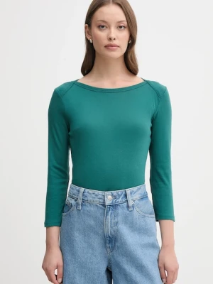 United Colors of Benetton longsleeve bawełniany kolor zielony 3GA2E16A1