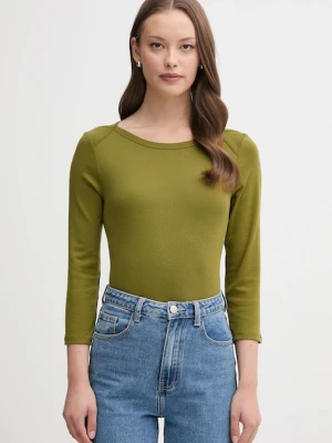 United Colors of Benetton longsleeve bawełniany kolor zielony 3GA2E16A1