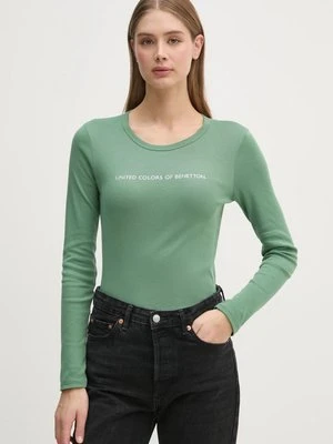 United Colors of Benetton longsleeve bawełniany kolor zielony 3GA2E16G0