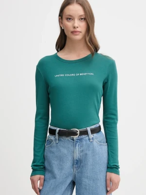 United Colors of Benetton longsleeve bawełniany kolor zielony 3GA2E16G0