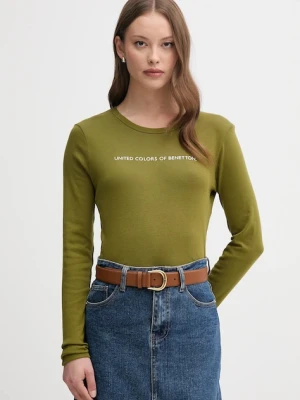 United Colors of Benetton longsleeve bawełniany kolor zielony 3GA2E16G0