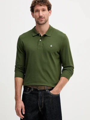 United Colors of Benetton longsleeve bawełniany kolor zielony gładki