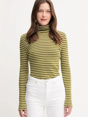 United Colors of Benetton longsleeve bawełniany kolor zielony z golfem 30YSE2225