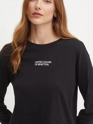 United Colors of Benetton longsleeve bawełniany lounge kolor czarny