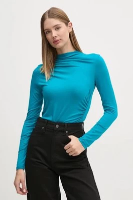 United Colors of Benetton longsleeve damskie kolor turkusowy z półgolfem 32AVD108J