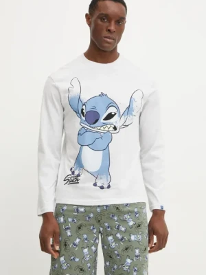 United Colors of Benetton longsleeve piżamowy bawełniany LILO&STITCH męska kolor szary z nadrukiem 3VR54M01X