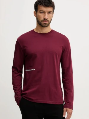 United Colors of Benetton longsleeve piżamowy bawełniany męska kolor bordowy z nadrukiem 30964M021