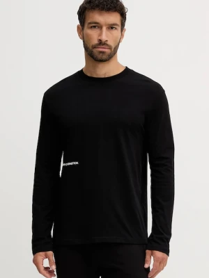 United Colors of Benetton longsleeve piżamowy bawełniany męska kolor czarny z nadrukiem 30964M021