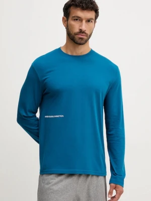 United Colors of Benetton longsleeve piżamowy bawełniany męska kolor niebieski z nadrukiem 30964M021