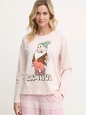 United Colors of Benetton longsleeve piżamowy bawełniany x DISNEY kolor różowy bawełniana 34NB3M07I