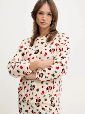 United Colors of Benetton longsleeve piżamowy damska kolor beżowy 39EZ3M087