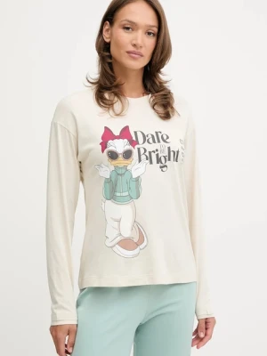 United Colors of Benetton longsleeve piżamowy damska kolor beżowy 3Y5E3M07Q