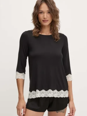 United Colors of Benetton longsleeve piżamowy damska kolor czarny 3Z123M07E