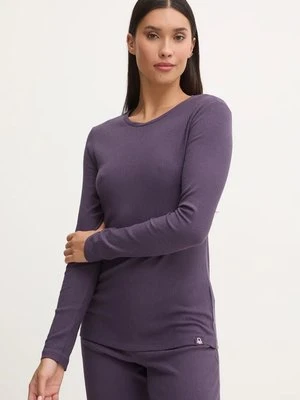 United Colors of Benetton longsleeve piżamowy kolor fioletowy 32WA3M06A