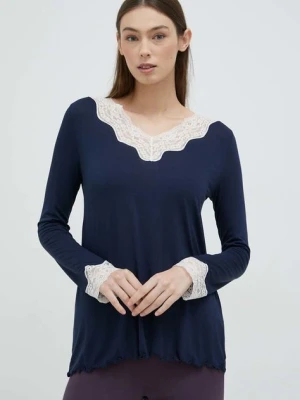 United Colors of Benetton longsleeve piżamowy kolor granatowy