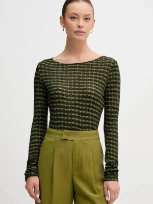 United Colors of Benetton longsleeve z dodatkiem wełny kolor zielony 328PD109Y
