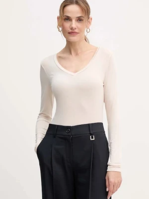 United Colors of Benetton longsleeve z domieszką kaszmiru kolor beżowy 3LRU3M076