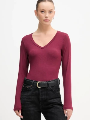 United Colors of Benetton longsleeve z domieszką kaszmiru kolor bordowy 3LRU3M076