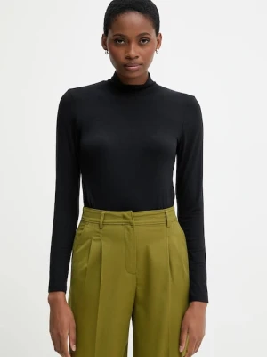United Colors of Benetton longsleeve z domieszką kaszmiru kolor czarny z golfem 3LRU3M077