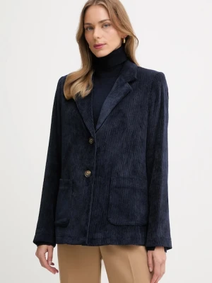 United Colors of Benetton marynarka sztruksowa kolor granatowy jednorzędowa gładka 2Q5GDW03I