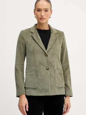 United Colors of Benetton marynarka sztruksowa kolor zielony jednorzędowa gładka 2Q5GDW03I