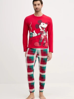 United Colors of Benetton piżama bawełniana kolor czerwony wzorzysta 3P054P033