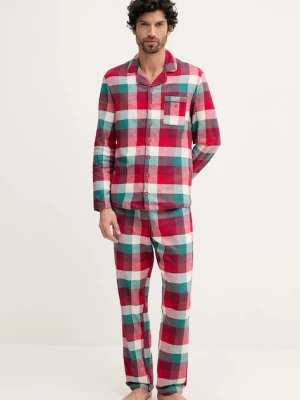 United Colors of Benetton piżama bawełniana kolor czerwony wzorzysta 40EP4P00C