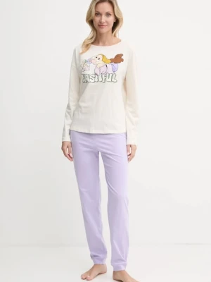 United Colors of Benetton piżama bawełniana x DISNEY damska kolor beżowy bawełniana 3VD03P03E