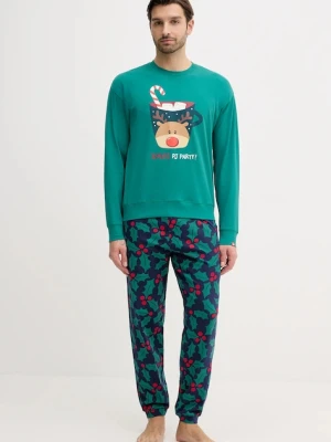 United Colors of Benetton piżama męska kolor zielony wzorzysta 3DKE4P034