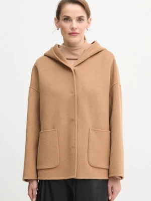 United Colors of Benetton płaszcz z dodatkiem wełny kolor brązowy 28F7DN08M