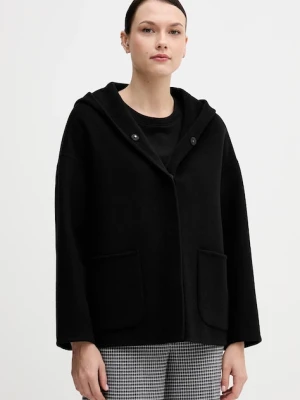 United Colors of Benetton płaszcz z dodatkiem wełny kolor czarny 28F7DN08M