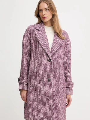 United Colors of Benetton płaszcz z dodatkiem wełny kolor fioletowy 2M9SDN08T