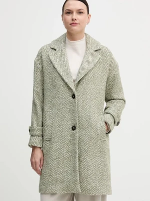 United Colors of Benetton płaszcz z dodatkiem wełny kolor zielony 2M9SDN08T