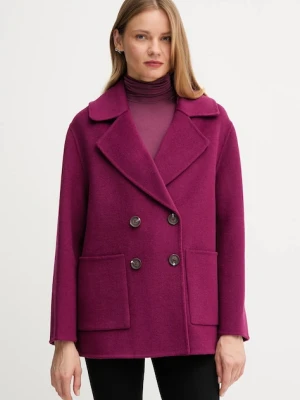 United Colors of Benetton płaszcz z wełną kolor fioletowy 28F7DN083
