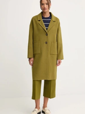 United Colors of Benetton płaszcz z wełną kolor zielony 28F7DN082