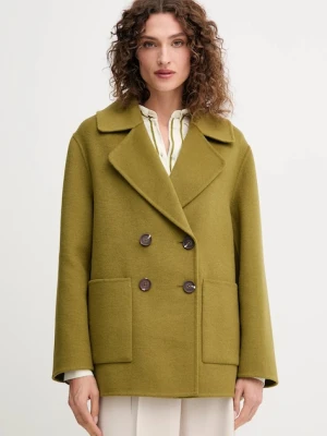 United Colors of Benetton płaszcz z wełną kolor zielony 28F7DN083