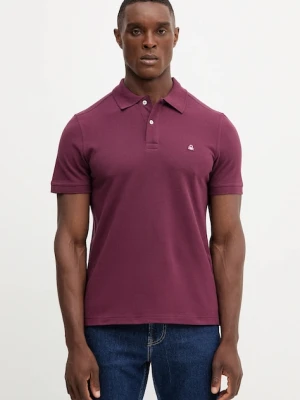 United Colors of Benetton polo bawełniane kolor bordowy gładki 3089J3179