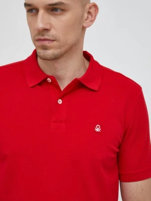 Zdjęcie produktu United Colors of Benetton polo bawełniane kolor czerwony gładki