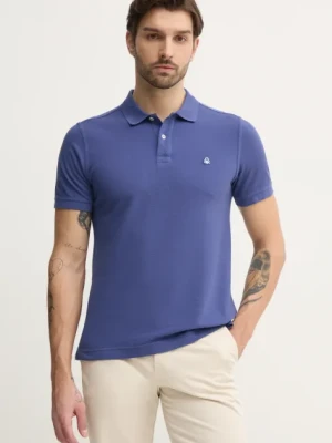 United Colors of Benetton polo bawełniane kolor granatowy gładki 3089J3179