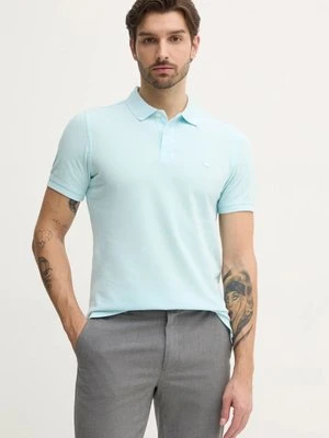 United Colors of Benetton polo bawełniane kolor niebieski gładki 3089J3179