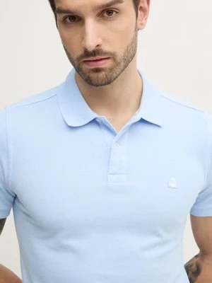 United Colors of Benetton polo bawełniane kolor niebieski gładki 3089J3179