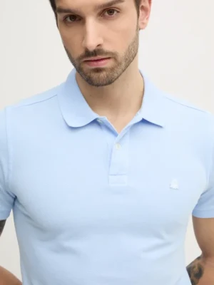 United Colors of Benetton polo bawełniane kolor niebieski gładki 3089J3179