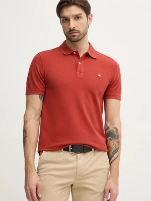 United Colors of Benetton polo bawełniane kolor pomarańczowy gładki 3089J3179