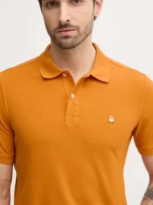 United Colors of Benetton polo bawełniane kolor pomarańczowy gładki 3089J3179