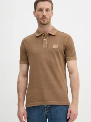 United Colors of Benetton polo bawełniane męski kolor brązowy gładki 3089U302D