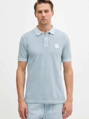 United Colors of Benetton polo bawełniane męski kolor niebieski gładki 3089U302D